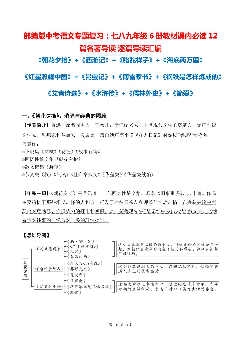 部编版中考语文专题复习：七八九年级6册教材课内必读12篇名著导读 逐篇导读汇编（实用必备！）.docx_第1页