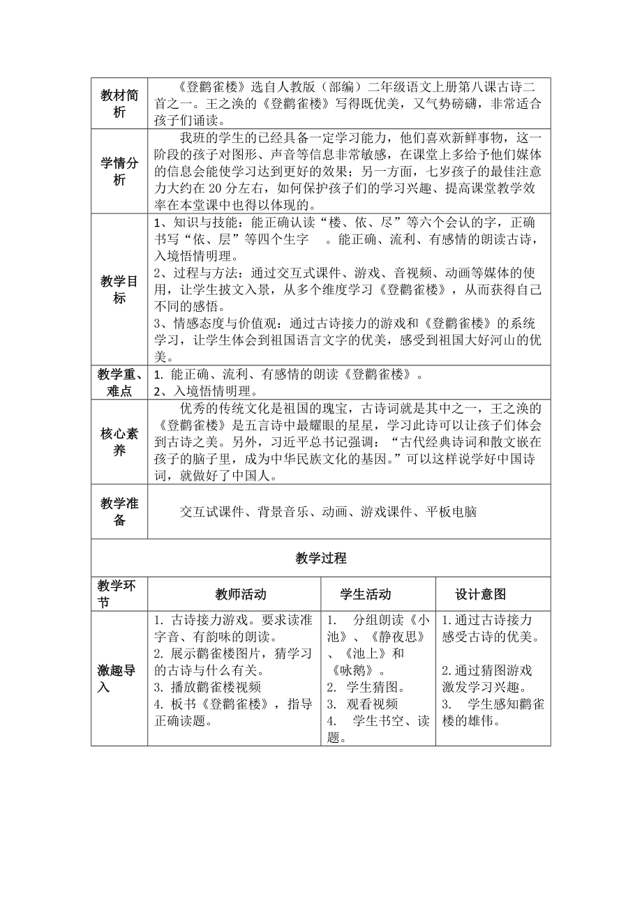 课文-8 古诗二首-登鹳雀楼-ppt课件-(含教案+素材)-市级公开课-部编版二年级上册语文(编号：d00b3).zip