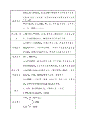 课文-22 狐狸分奶酪-教案、教学设计-省级公开课-部编版二年级上册语文(配套课件编号：308cb).doc