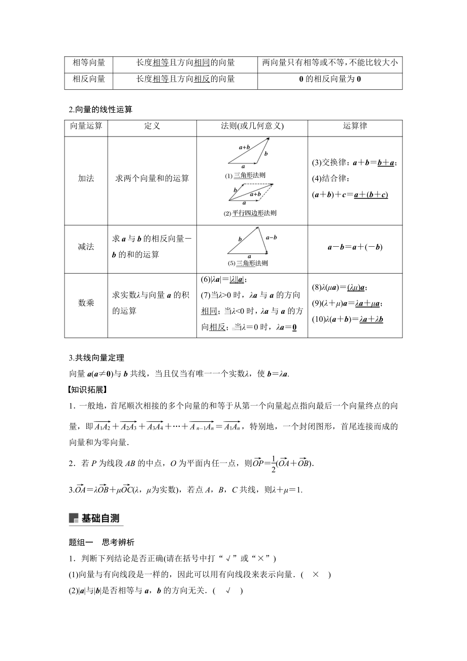 （步步高 高中理科数学 教学资料）5.1平面向量的概念及线性运算.docx_第2页