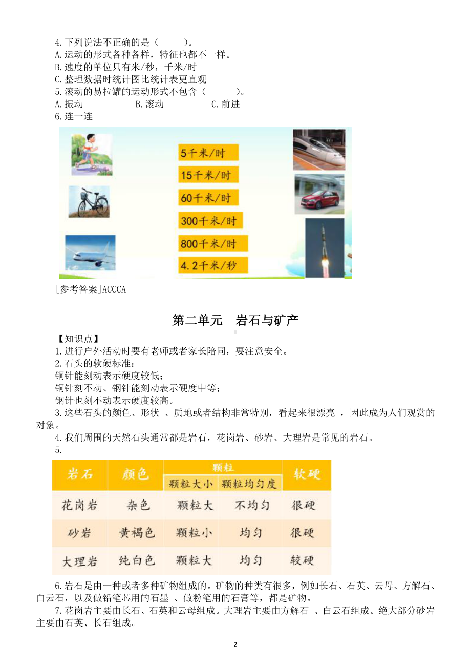 小学科学大象版四年级上册全册知识点总结练习题（2021新版）.doc_第2页