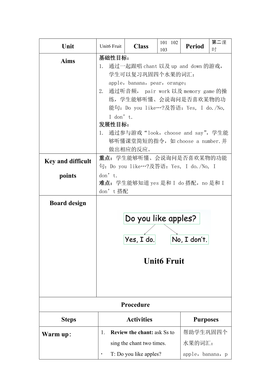 人教版（新起点）一年级上册英语Unit 6 Fruit Lesson 2ppt课件（含教案）.zip