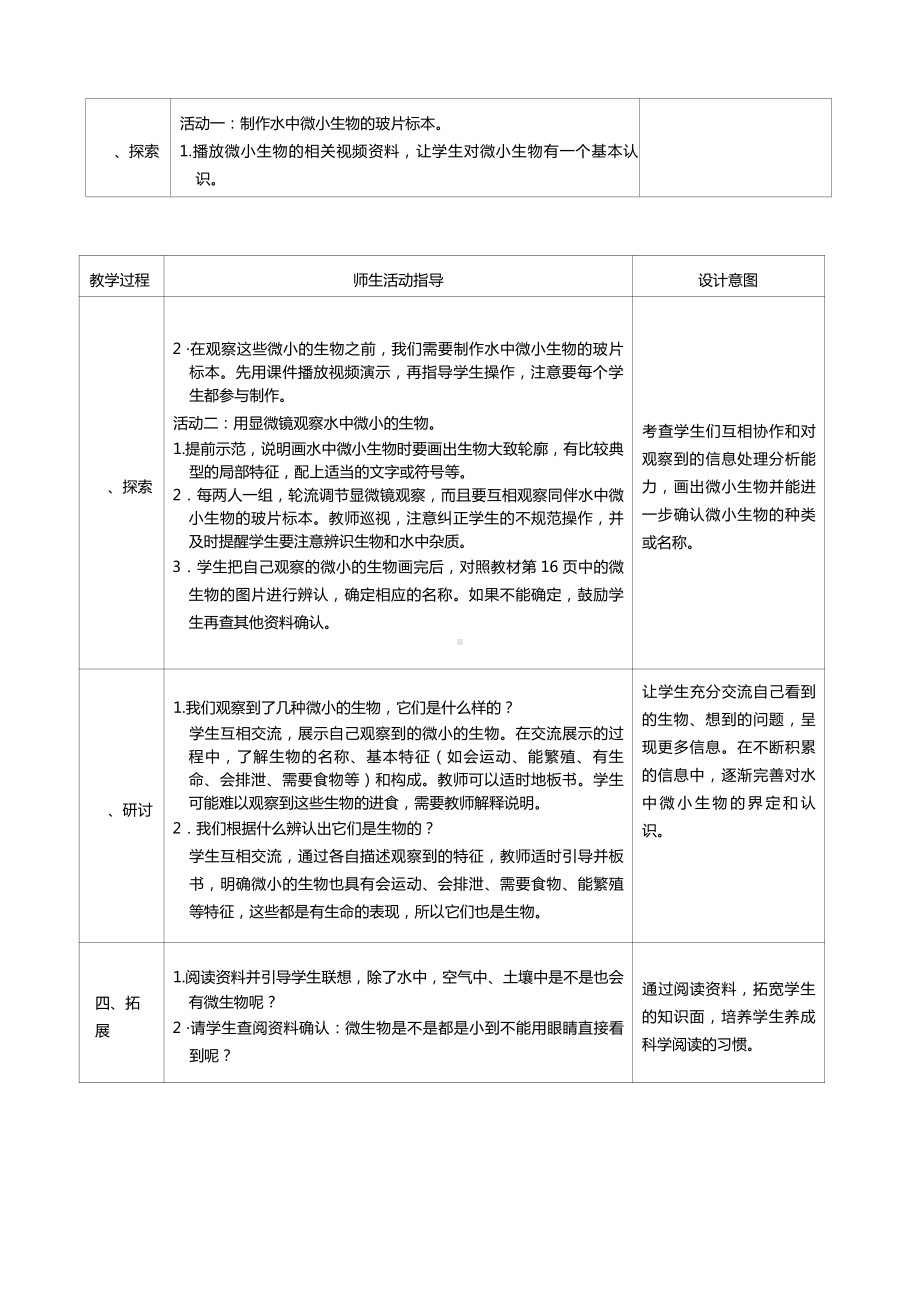 六年级科学上册第一单元第6课时观察水中微小的生物教案、教学设计（表格式）-2021教科版（新教材）.docx_第2页