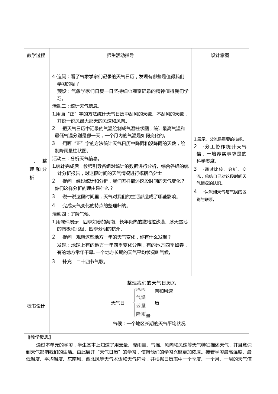 三年级上册科学第三单元第7课时整理我们的天气日历教案、教学设计（表格式）-2021教科版（新教材）.docx_第2页