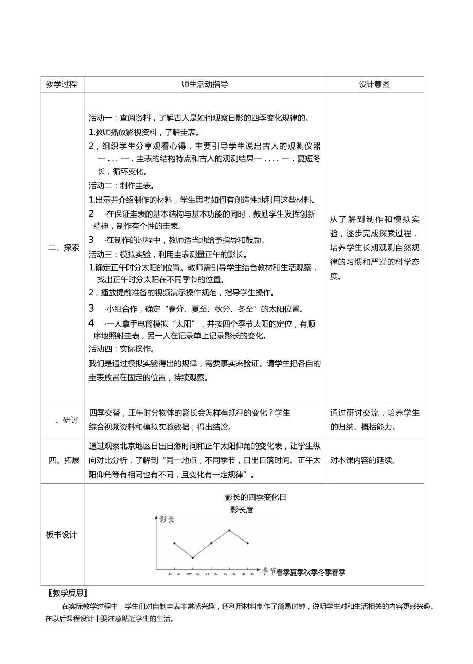 六年级科学上册第二单元第5课时影长的四季变化教案、教学设计（表格式）-2021教科版（新教材）.docx_第2页