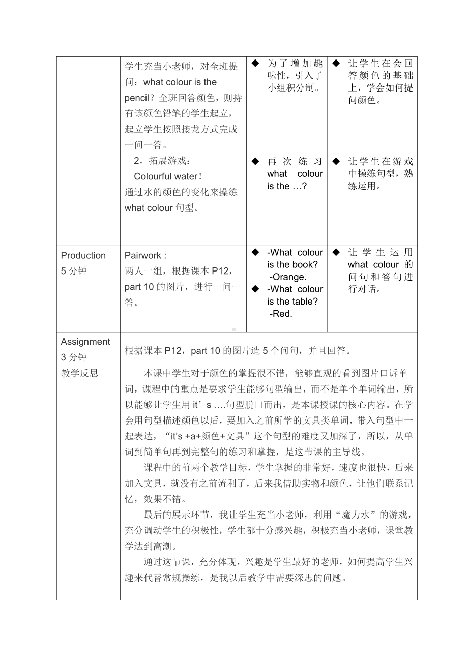 外研版（一起）一上Module 4-Unit 1 It's red.-教案、教学设计-市级优课-(配套课件编号：02299).doc_第2页