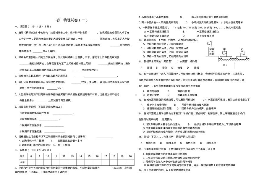 初二物理声学试卷.pdf_第1页