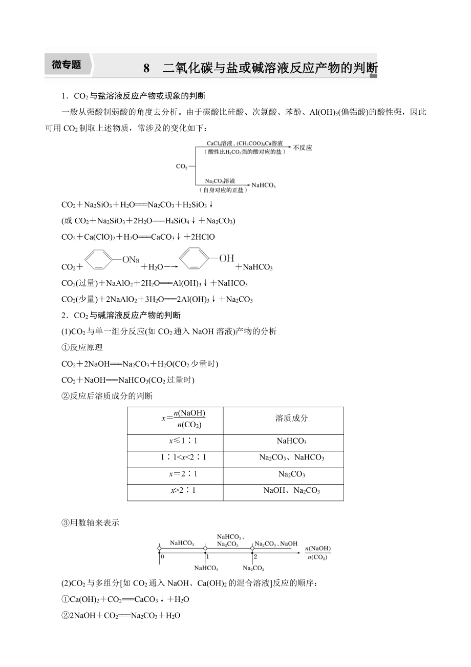 （高中化学步步高全书完整的Word版文档-2022版）第四章 第19讲　微专题8　二氧化碳与盐或碱溶液反应产物的判断.docx_第1页