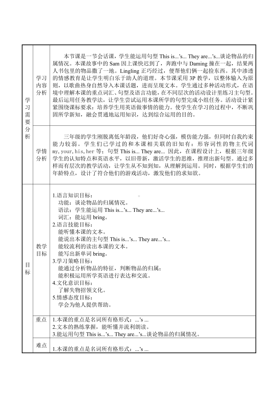 外研版（一起）三上Module 8-Unit 1 This is Sam's book.-教案、教学设计-部级优课-(配套课件编号：200be).doc_第1页