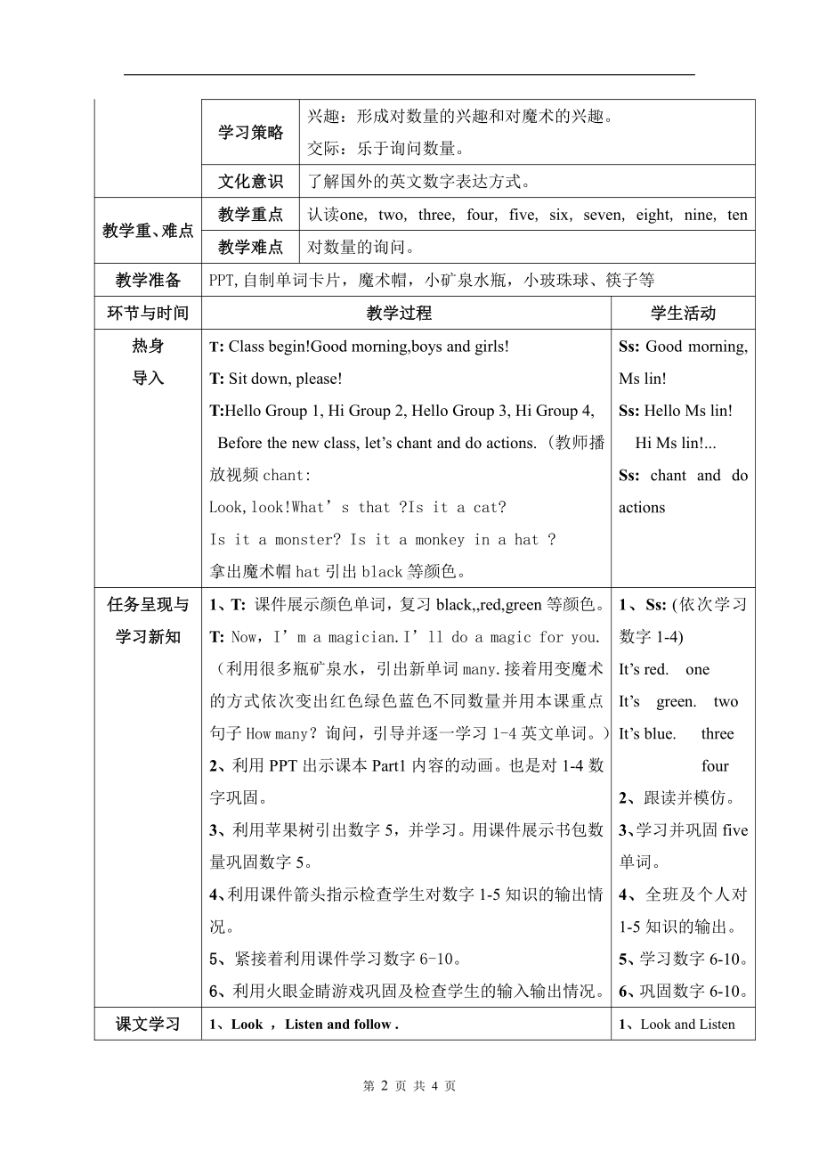 外研版（一起）一上Module 8-Unit 1 How many -教案、教学设计-省级优课-(配套课件编号：f031f).doc_第2页