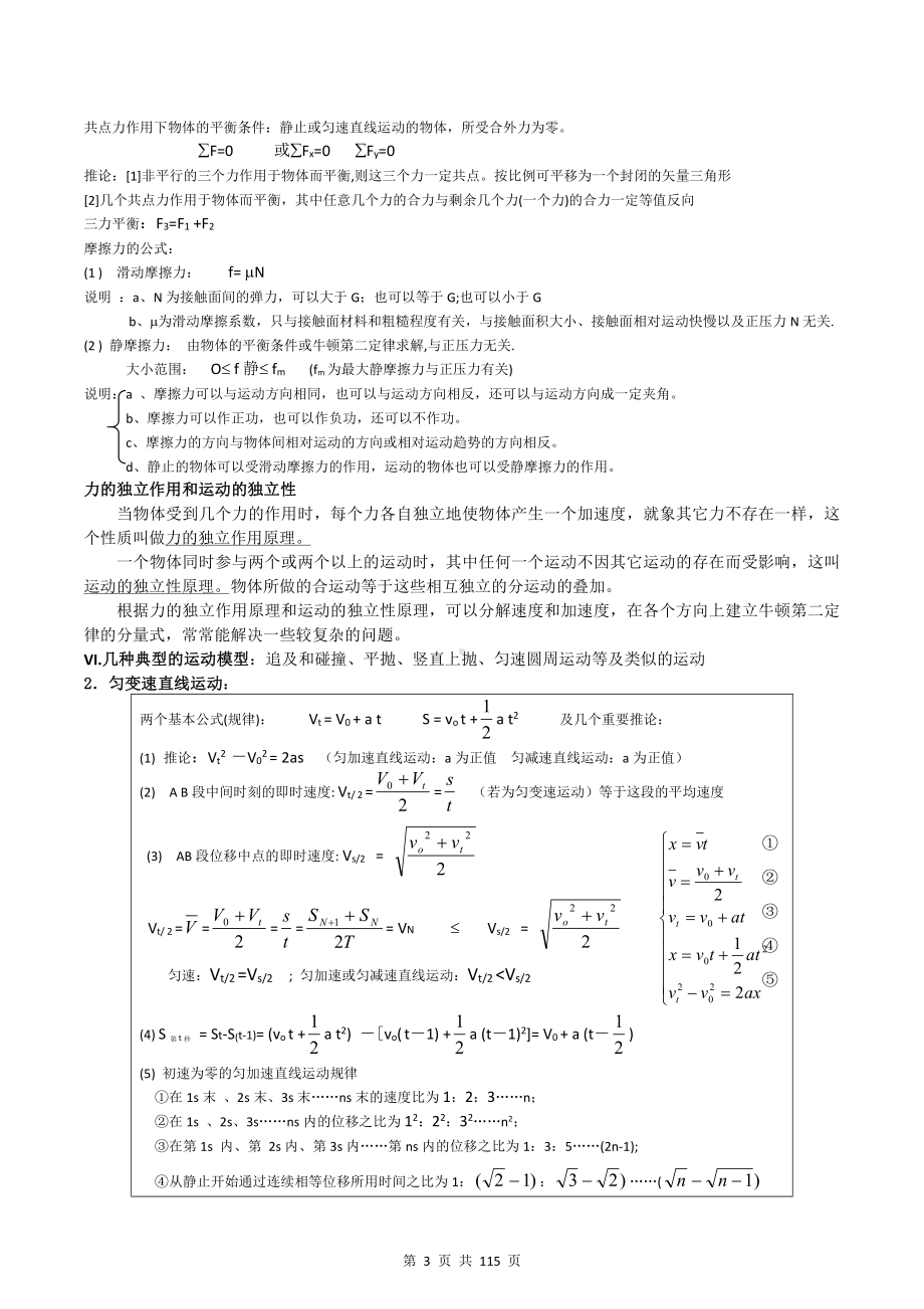 （直接打印）（通用版）高考物理一轮复习：高中物理必考知识点总结提纲超详版（含高考模拟试卷及答案2套）.doc_第3页