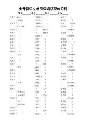 小学语文部编版小升初常用词语搭配练习（基础必考附参考答案）.doc