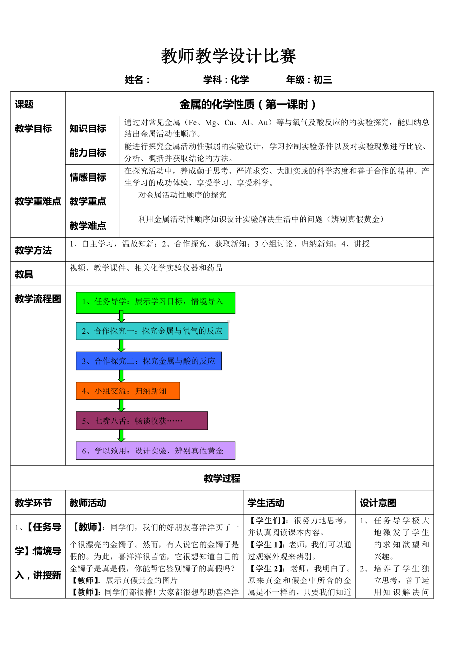 8.2金属的化学性质（教案）2021-2022学年人教版化学九年级下册(2).doc_第1页