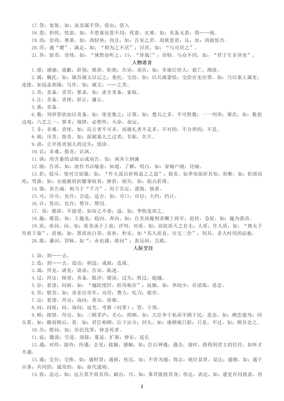 高中语文高考文言文超重点实词汇总（共288个）（直接打印每生一份资料学习）.doc_第2页