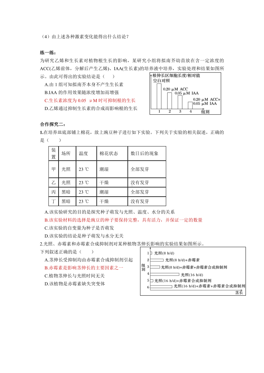 第4章课时3 其它植物激素的作用及环境因素参与的调节 学案-（新教材）2019新苏教版高中生物选修性必修一.doc_第2页