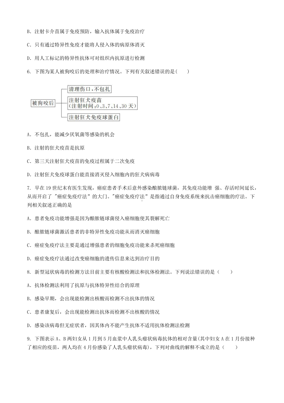 4.4 免疫学应用 同步练习-（新教材）2019新人教版高中生物选择性必修一.docx_第2页