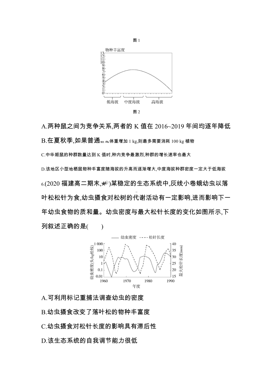 （新教材）2019新人教版高中生物选择性必修二课时素养练：第3章专题强化练3　种群、群落和生态系统的综合.docx_第3页