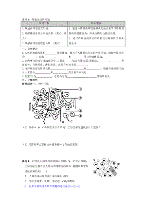 第二章课时1 细胞生活的环境 学案-（新教材）2019新苏教版高中生物选修性必修一.doc