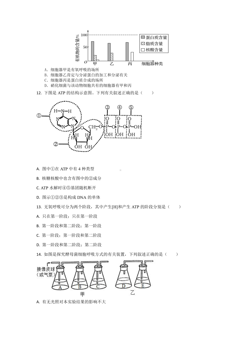 分子与细胞 综合测试-（新教材）2019新苏教版高中生物必修一.docx_第3页