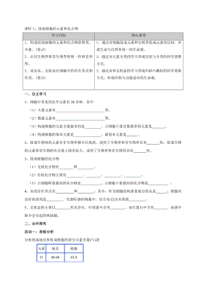 第1章课时1 组成细胞的元素和化合物 学案-（新教材）2019新苏教版高中生物必修一.doc