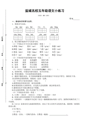 2021-2022盐城学校部编版五年级语文上册期中小练习.pdf