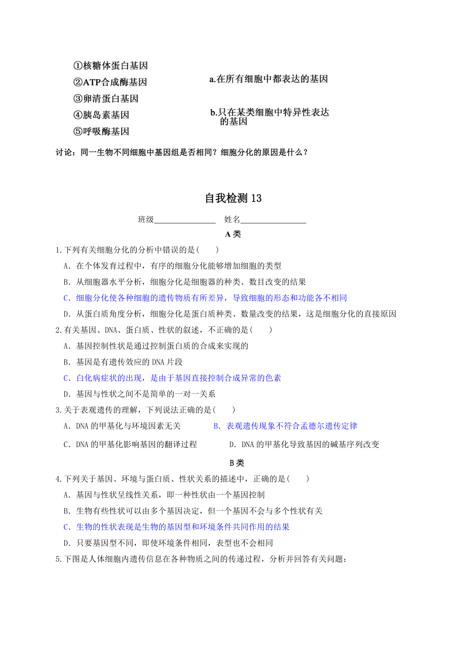 2.3基因表达与性状的关系 学案-（新教材）2019新苏教版高中生物必修二.doc_第2页