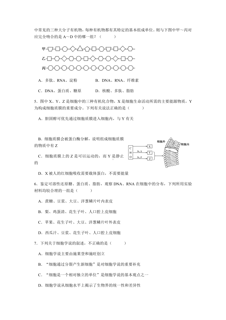 期末考试复习试卷（二）-（新教材）2019新苏教版高中生物必修一.docx_第2页