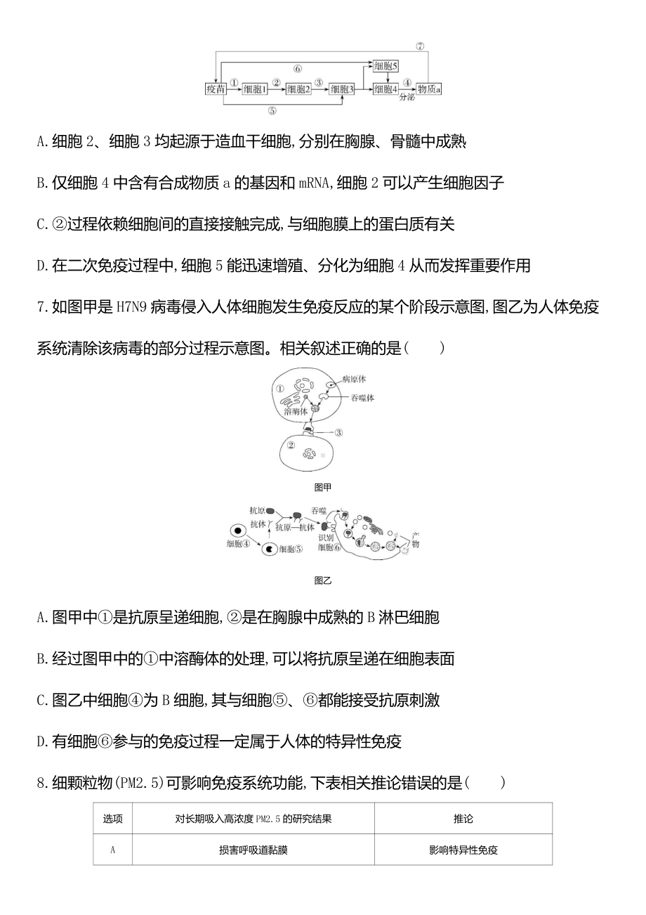 第四章 免疫调节 达标检测 -（新教材）2019新人教版高中生物选择性必修一.docx_第3页