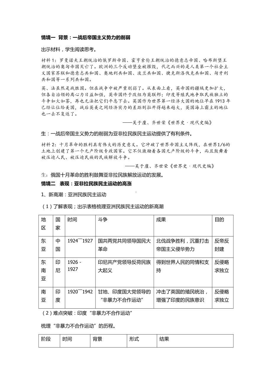 第16课 亚非拉民族民主运动的高涨 同步教学设计-（新教材）2019统编版高中历史《必修中外历史纲要下册》.docx_第2页