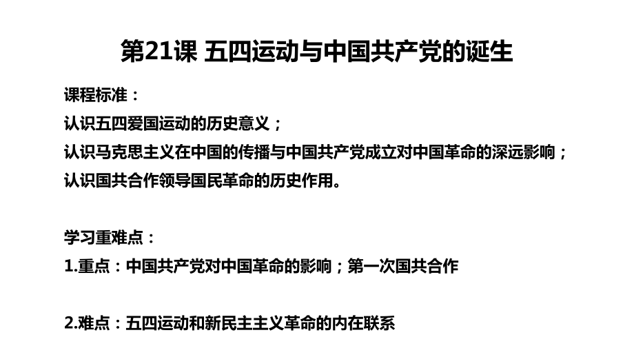 第21课五四运动与中国共产党的诞生 ppt课件-（新材料）2019统编版高中历史《必修中外历史纲要上册》 (2).pptx_第1页