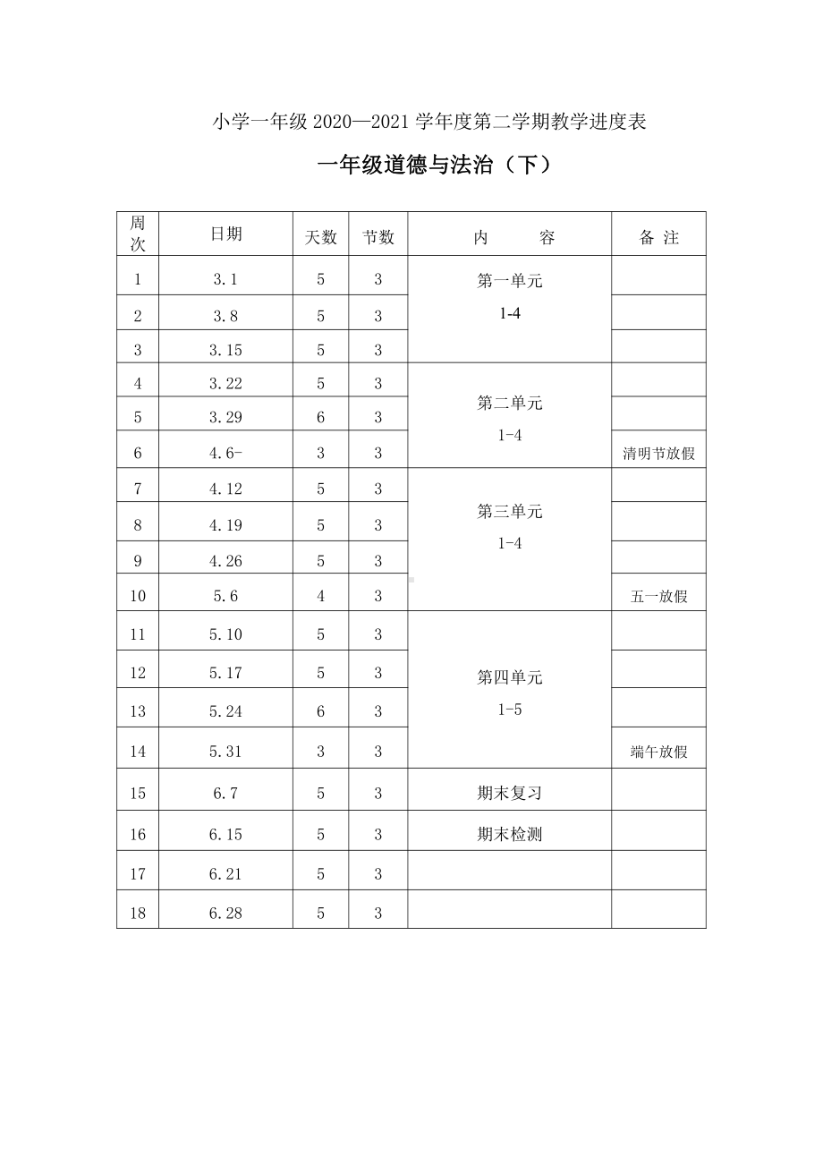 杭州某学校部编版一年级下册道德与法治教学计划.doc_第2页