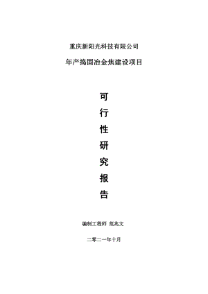 年产捣固冶金焦项目可行性研究报告-用于立项备案.doc