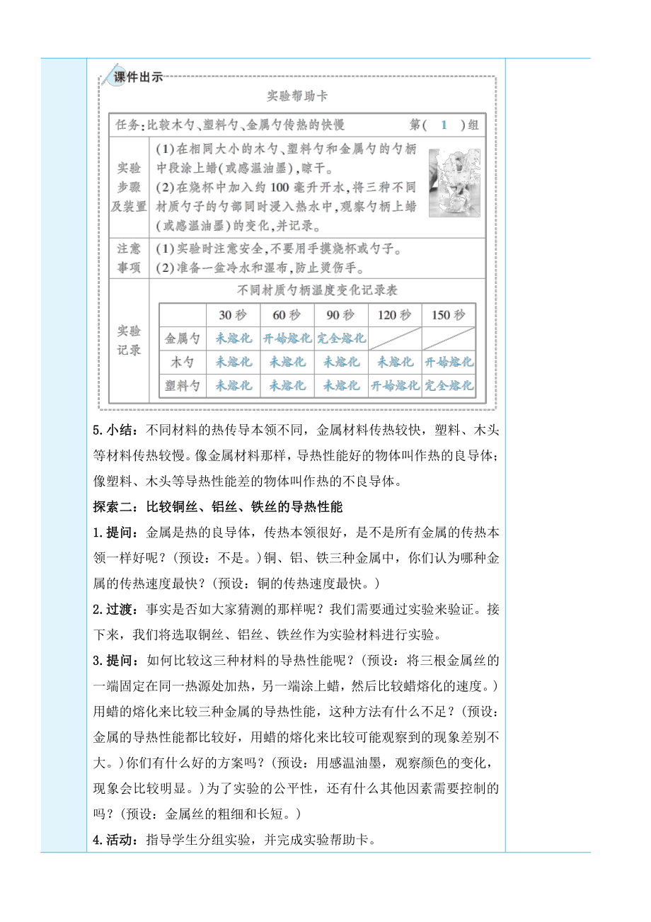 2022新教科版五年级下册科学4.6 哪个传热快 教学设计+教学反思.docx_第3页