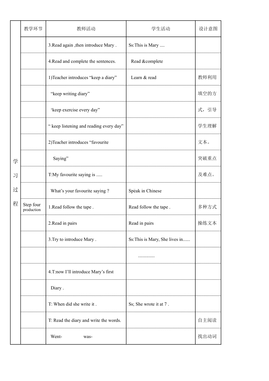 Unit 3 Mary’s diary-Lesson 1-教案、教学设计--公开课-外研剑桥版六年级下册-(配套课件编号：300fd).doc_第3页