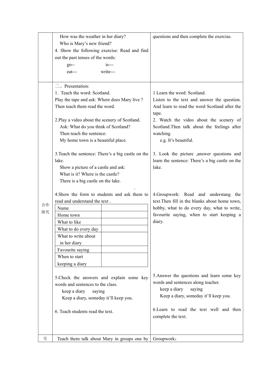 Unit 3 Mary’s diary-Lesson 1-教案、教学设计-县级公开课-外研剑桥版六年级下册-(配套课件编号：c0b46).doc_第2页