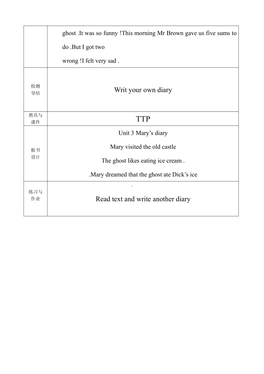 Unit 3 Mary’s diary-Lesson 1-教案、教学设计-县级公开课-外研剑桥版六年级下册-(配套课件编号：8042a).doc_第3页