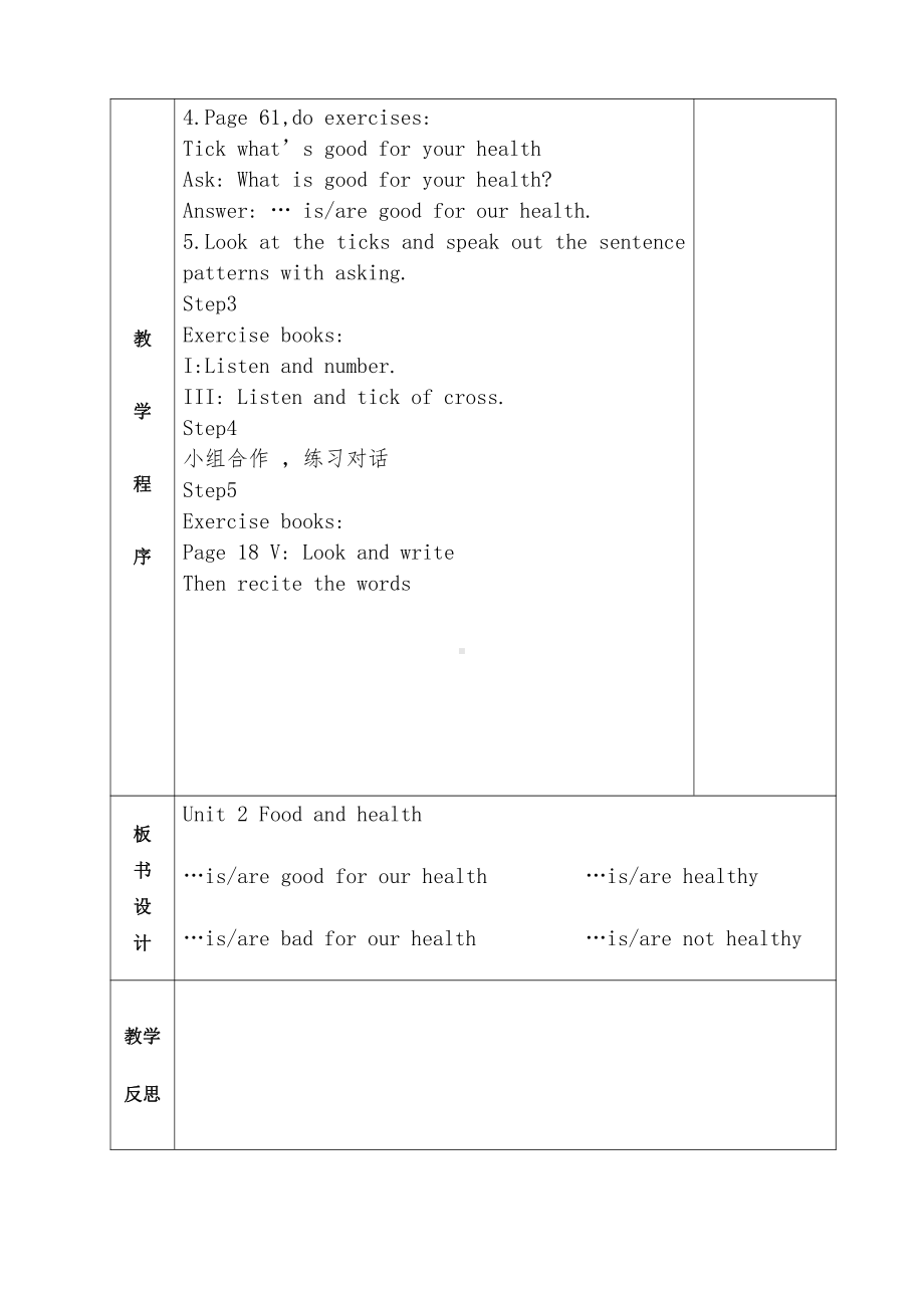 Unit 2 Food and health-Lesson 1-教案、教学设计--公开课-外研剑桥版六年级下册-(配套课件编号：813c9).doc_第2页