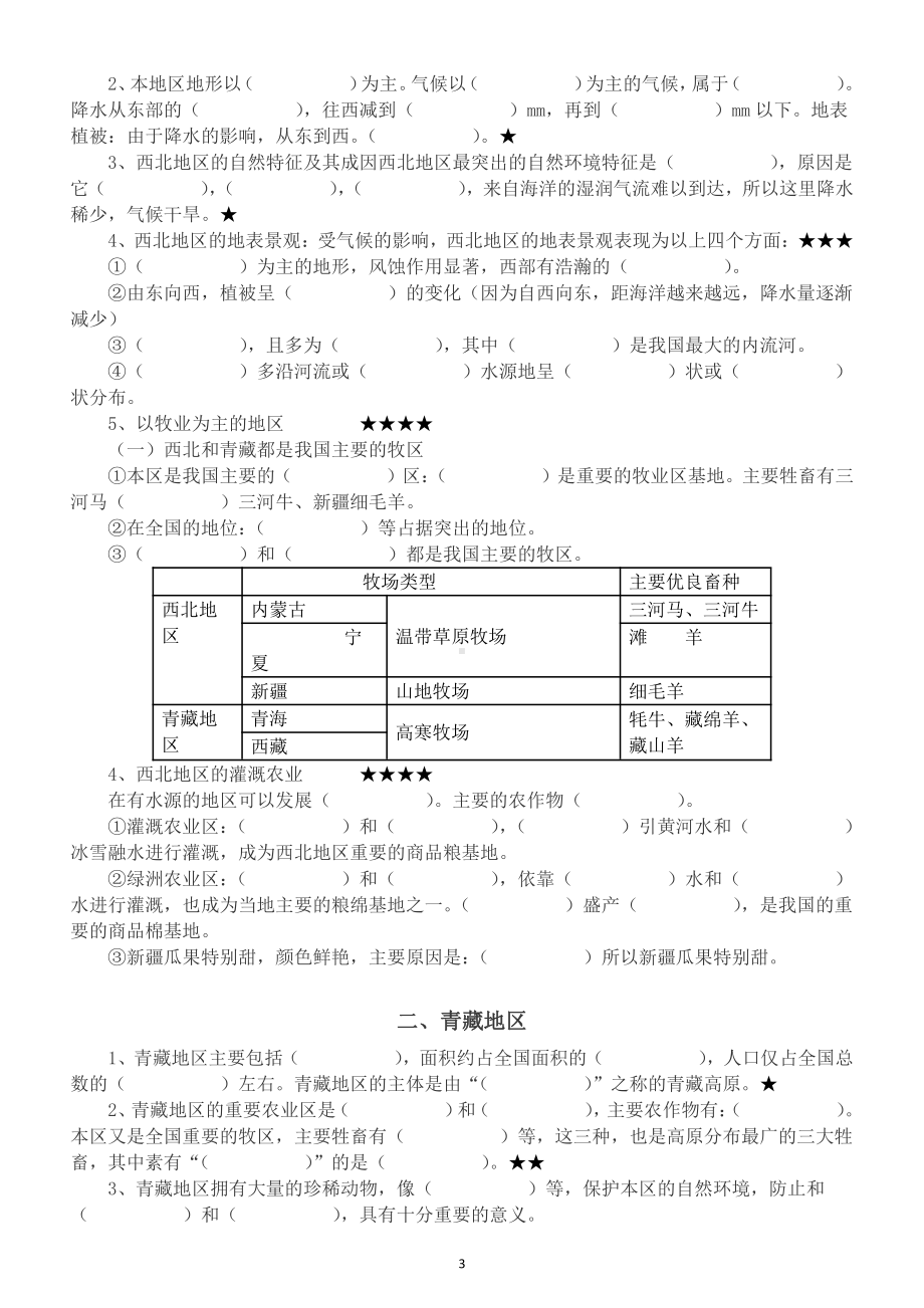 初中地理八年级下册重点知识填空汇总练习（附参考答案）.docx_第3页