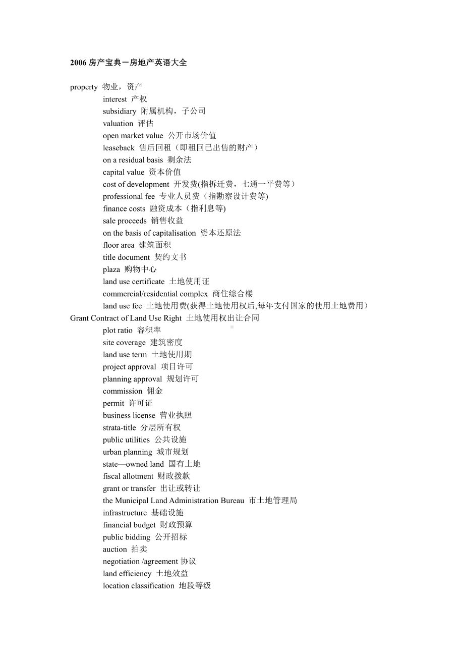 房地产英语大全.doc_第1页