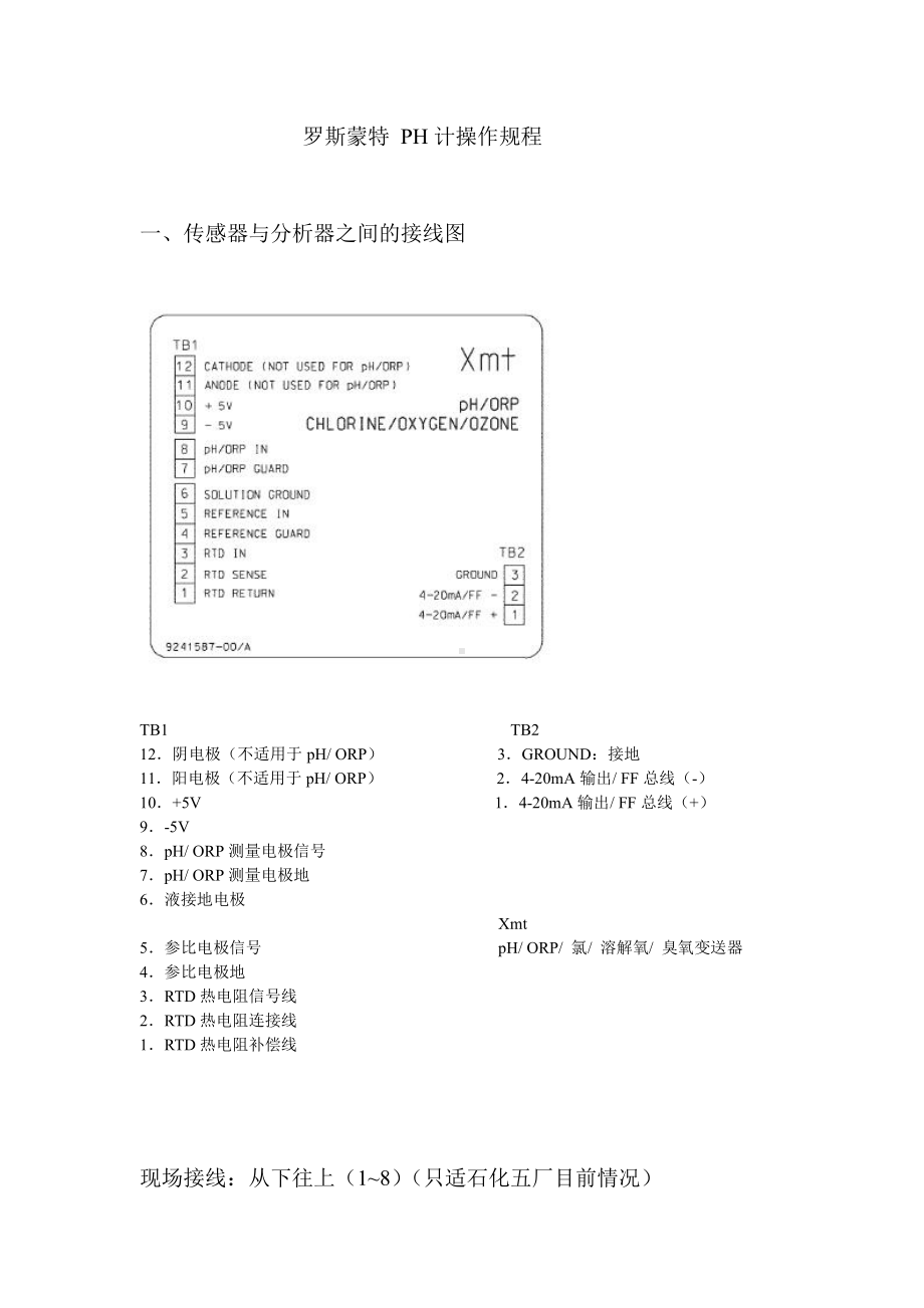 罗斯蒙特PH计的操作规程.doc_第1页