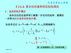 物理化学课件：§11.6 复合反应速率的近似处理法.ppt