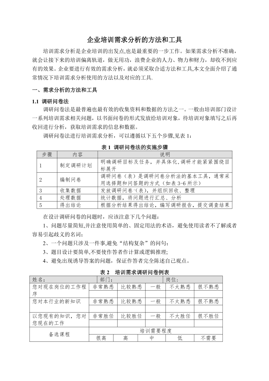 企业培训需求分析的方法和工具.doc_第1页