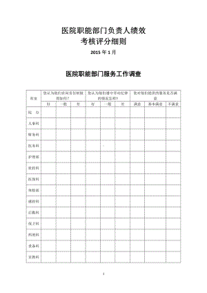 医院职能部门绩效考核方案.doc