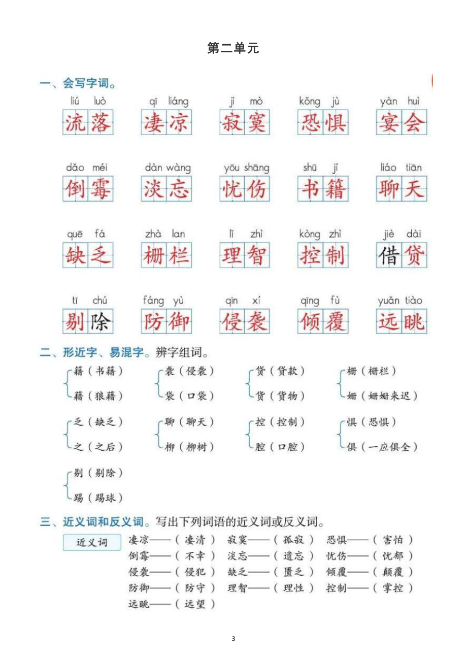 小学语文部编版六年级下册全册基础知识整理汇总（分单元编排）.docx_第3页