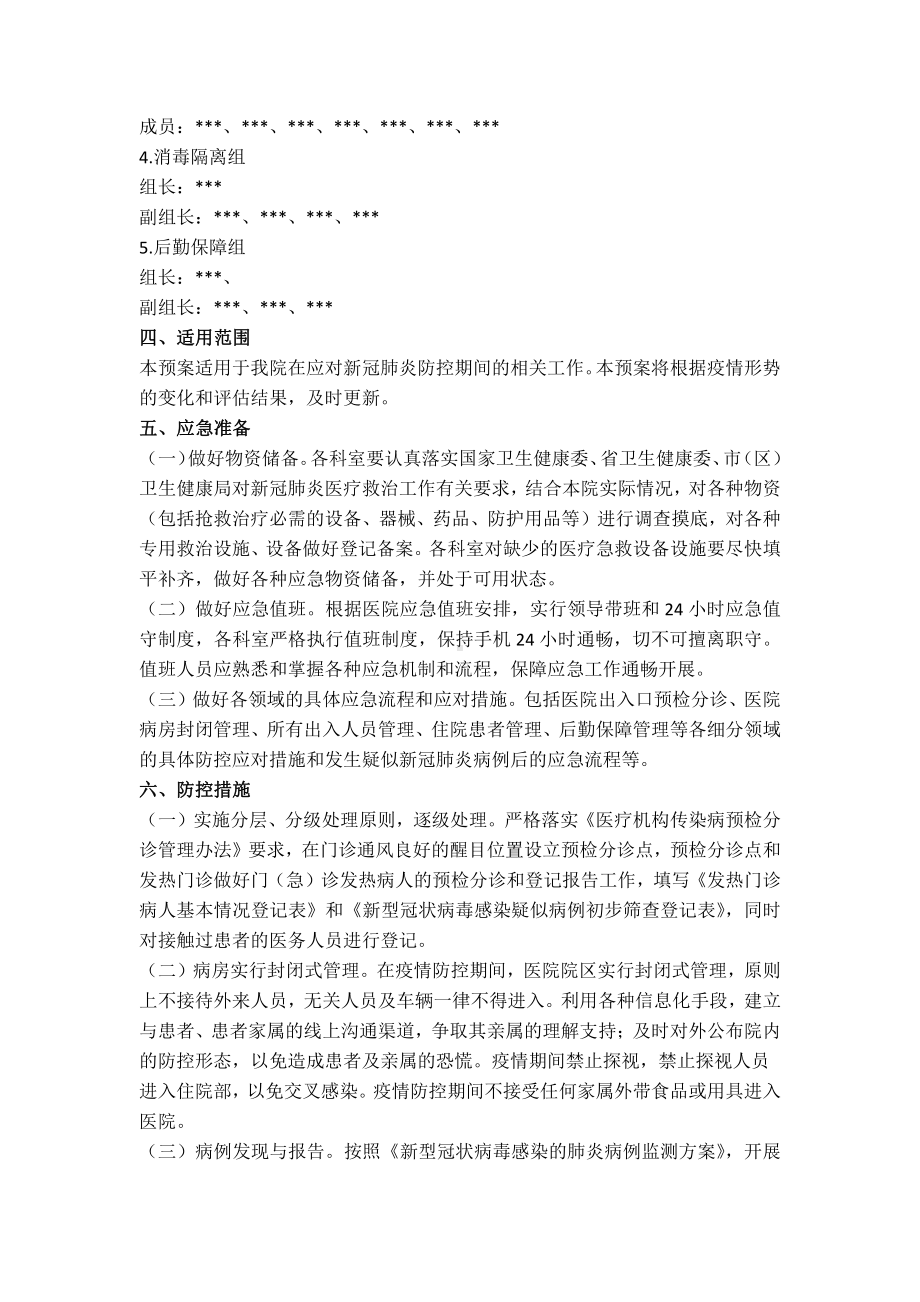 医院新冠肺炎防控应急预案.docx_第2页