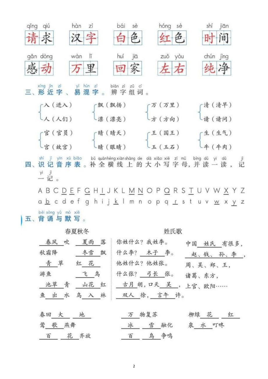 小学语文部编版一年级下册全册基础知识整理汇总（分单元编排）.docx_第2页