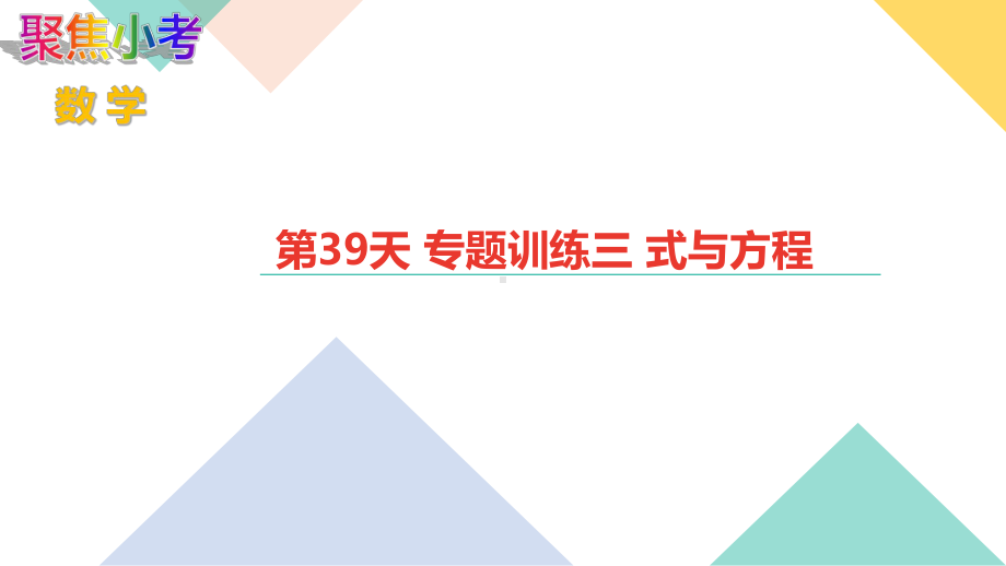 苏教版数学小升初知识点48天集训冲刺 第39天 专题训练三 式与方程.ppt_第1页