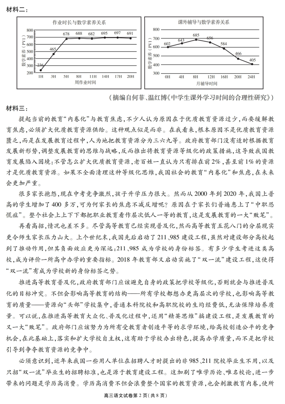 2022届无锡市高三上学期全科九门学科期末调研试卷（及答案）.pdf_第2页