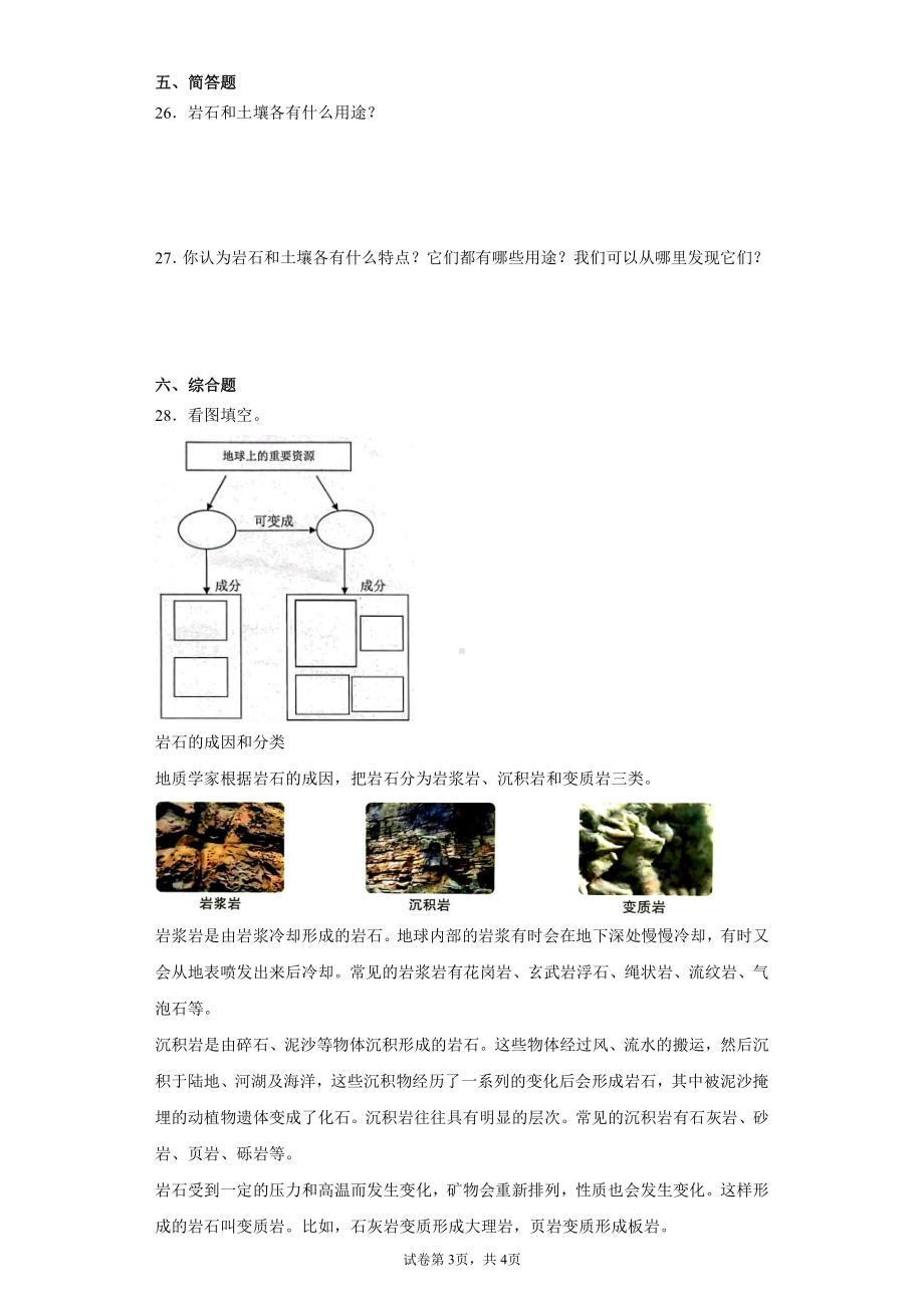 2022新教科版四年级下册科学3.1岩石与土壤的故事一课一练习题（含答案）.docx_第3页