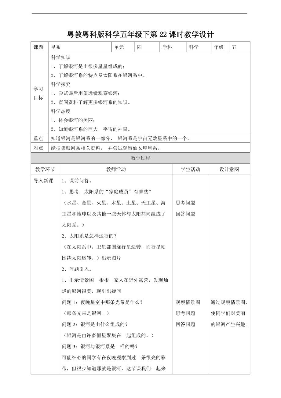 2022粤教粤科版五年级下册科学4.22《星系》ppt课件（含教案+练习）.zip